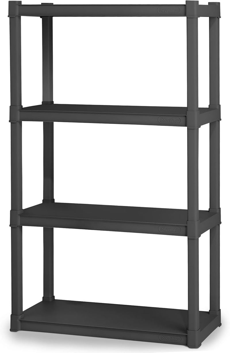 Sterilite 4 Shelf Unit, Heavy-Duty Shelving Storage and Utility Rack - Standing Plastic Organizer Shelves for Kitchen, Bathroom, and Garage - Image 1